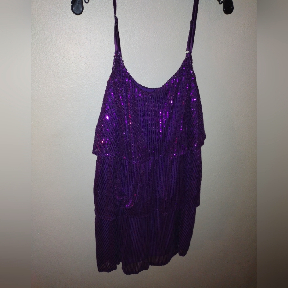 Fansi Nova Sequin Purple Tiered Dress